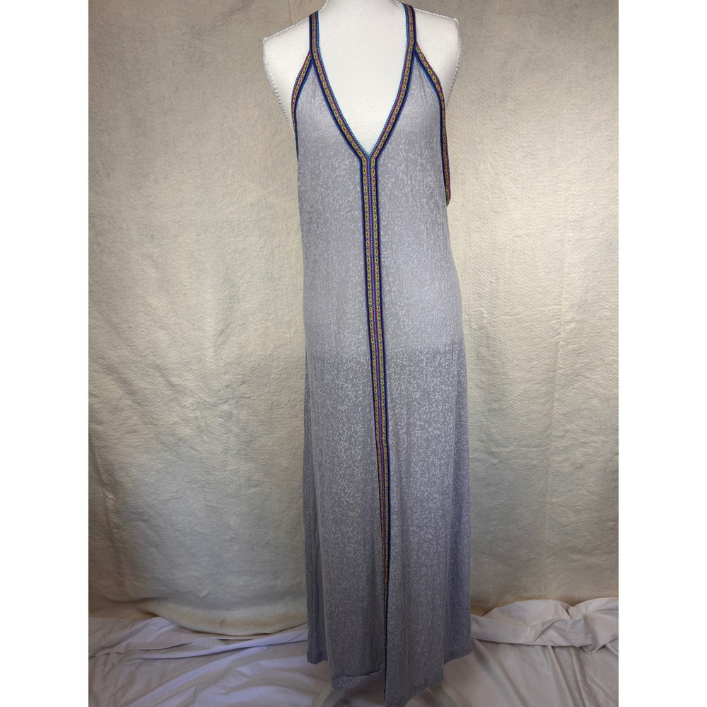 Pitusa Grecian Resort Festival Boho Beach Burnout Inca Trim Maxi Dress Coverup